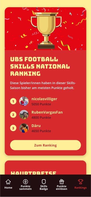 UBS Football Skills Scoreboard